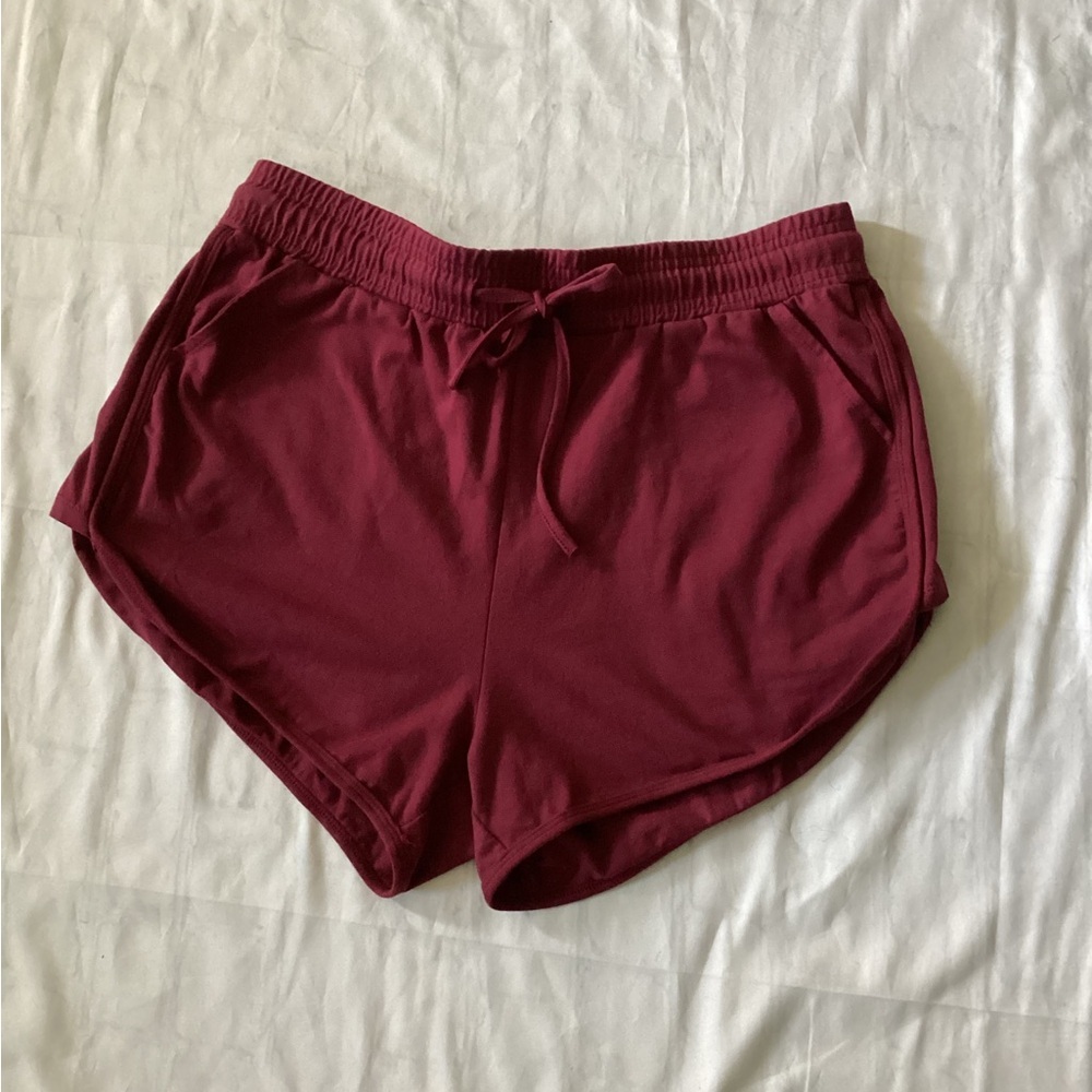 Maroon Drawstring  Athletic Shorts